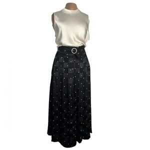 Vintage Arpeges Black + white Checkered  maxi Skirt size 10 Montreal designer